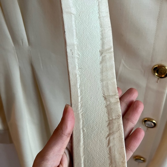 Vintage CELINE for Ira Berg Ivory Elegant Belted Long Sleeved Suit Dress WOOL 40 - Picture 4 of 15
